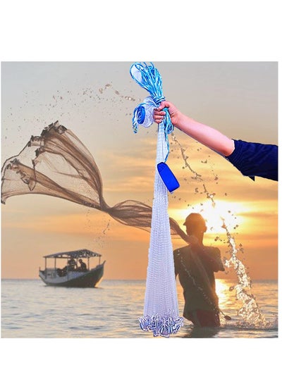 اشتري Fishing Net Nylon Monofilament American Style Cast Net Outdoor Hand Throw Fishing Mesh with Heavy Duty Weights for Bait Trap Fish في السعودية