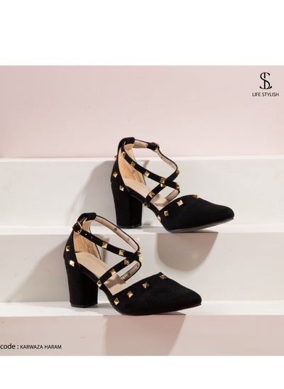 Buy Suede Pyramid Heel - Black in Egypt