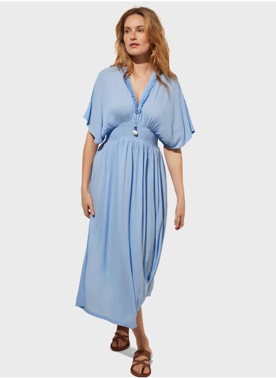 اشتري Cape Sleeve Ruffle Beach Dress في الامارات