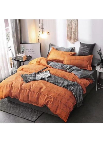 Buy King Size Bedsheet Set Includes 1xDuvet Cover 220x240cm, 1xFitted Sheet 200x200+30cm, 4xPillow Case Microfiber Multicolour 50x75cm in UAE