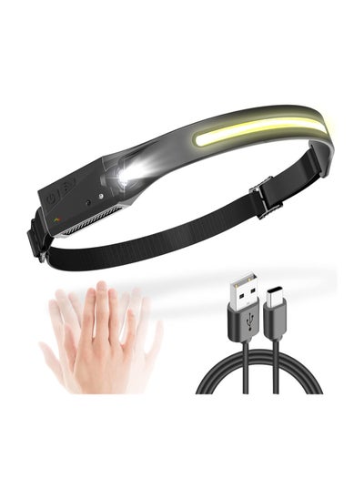 Buy Headlamp,230° Wide Beam Head Lamps LED Super Bright, Rechargeable Headlamp Flashlight USB C, Motion Sensor Head Lights for Forehead, 5Mode Headlamps in Saudi Arabia