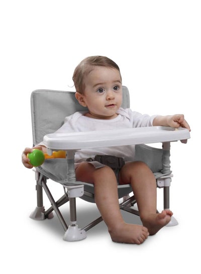 Buy Baby Folding High Chair for Eating, Portable Child Little Dining Chair with Straps, Compact Booster Seat with Tray, Easy Go Safety Lightweight Booster Seat, Great for Travel (Grey) in UAE