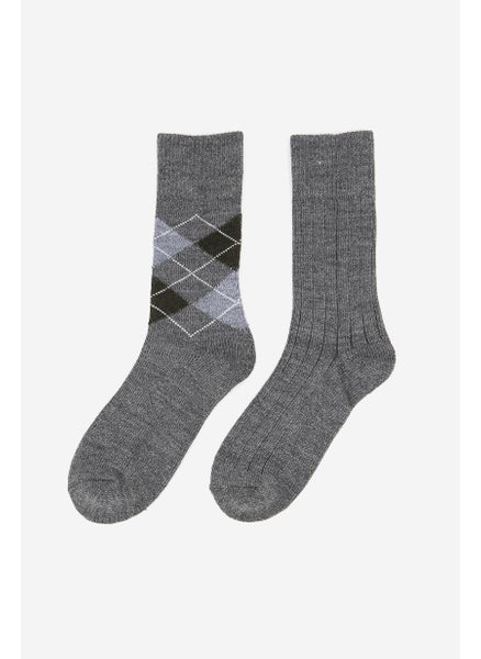 Buy Mens Wool 2 Pairs Of Socks, Grey in UAE