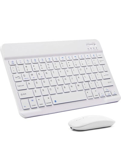 Buy Ultra-Slim Bluetooth Keyboard and Mouse Combo Rechargeable Portable Wireless Keyboard Mouse Set for Apple iPad iPhone iOS 13 and Above Samsung Tablet Phone Smartphone Android Windows in UAE