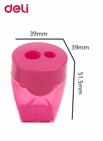 Buy Dual Holes Pencil Sharpener Portable Makeup Sharpener with 2 Holes, Pink in Saudi Arabia