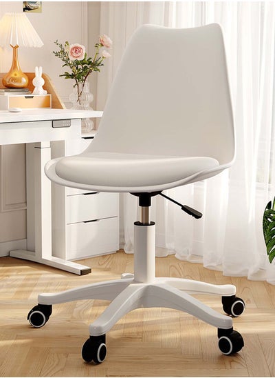 Buy Acrylic Chair Ergonomics Modern Office Desk Armless Study Chair Computer Swivel Desk Chair With Waterproof PU Leather PP Seat Cushion With Silent Wheel Adjustable Height in Saudi Arabia