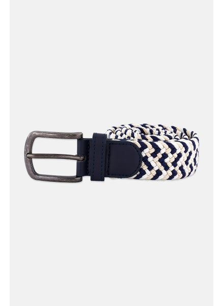 Buy Men Textured Belt, Navy/WhiteCombo in UAE