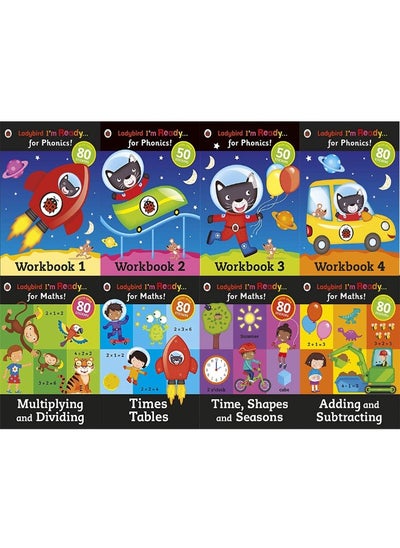 اشتري Ladybird I'm Ready for Phonics and Maths KS1 Easy Learning 8 Books Collection Set - Workbook Paperback by Ladybird في الامارات