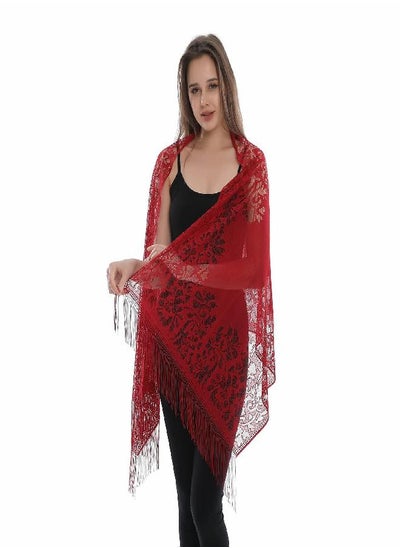 اشتري Yeieeo Lace Shawls and Wraps Cream Shawls and Wraps for Evening Dresses (Marooon) في الامارات