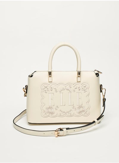 اشتري Women Logo Embroidered Tote Bag with Detachable Strap and Zip Closure في الامارات