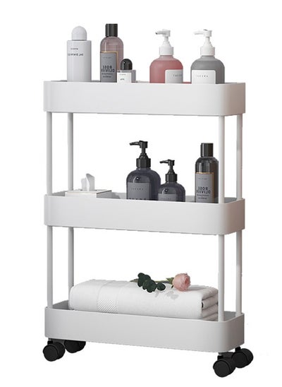 Buy 3 Layer Gap Shelf Rack, Cat's Claw Shaped Hollow Without Water Accumulation, Simple Installation, With Wheels Can Be Moved At Will, Suitable For Bathrooms, Kitchens, Etc.White in Saudi Arabia