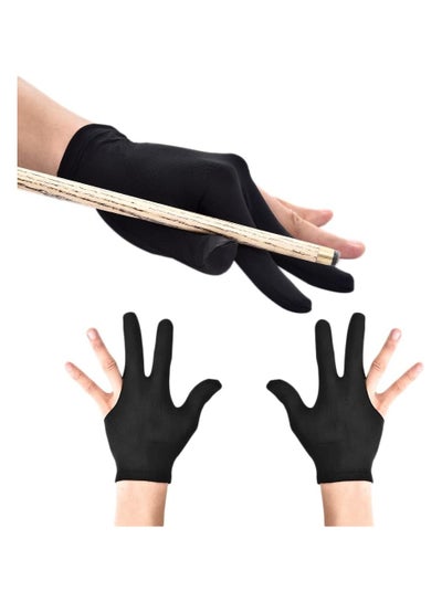 اشتري قفازات بلياردو تتميز بتصميم يغطي 3 اصابع قفازات لعصا البلياردو، قفاز مناسبة للنساء والرجال، يمكن ارتداؤها على اليد اليمنى واليسرى قطعتين2 في السعودية