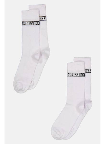 اشتري Men 2 Pairs Of Tennis Brand Logo Socks, White في السعودية