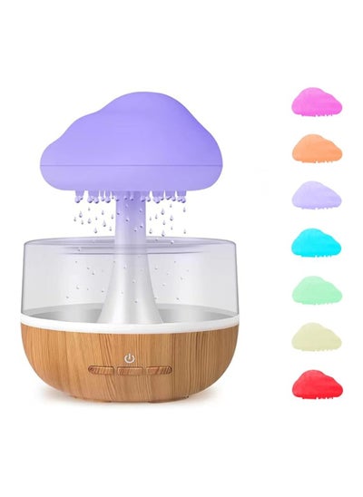 Buy Rain Cloud Night Light Aromatherapy Humidifier Essential Oil Diffuser 380ML 7 Colours LED Night Light 3 Power Levels Bedside Sleep Relaxation Water Drop Sound Cold Fog For Home Office Yoga Bedroom in UAE