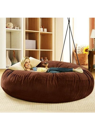 Buy Chill Super Soft Cocoon Bed Bean Bag With Virgin Poly Beans Filling Dark Brown in UAE