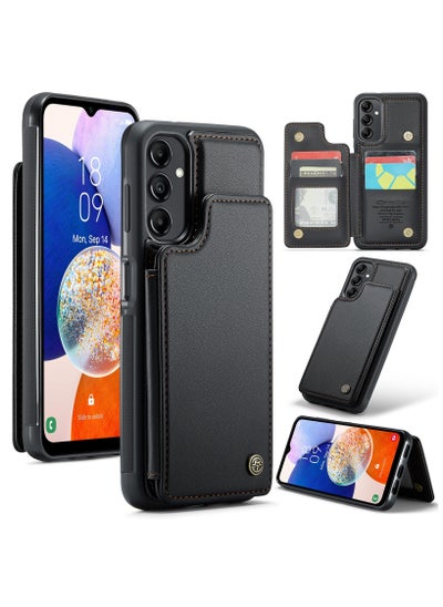 Buy Wallet Case for Samsung Galaxy A54, Premium Handmade Durable PU Leather Slim Shockproof Case with [Double Magnetic Clasp] [Card Holder] [Kickstand] [RFID Blocking] (Black) in Egypt