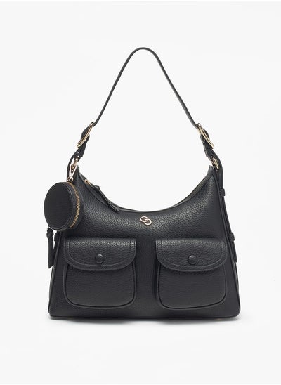 اشتري Solid Shoulder Bag with Coin Purse and Adjustable Handle في الامارات