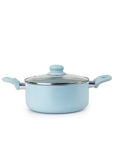 Buy WILSON Oak Casserole with Lid and Marble Coating, Soft Touch Handle, Stew Pot Suitable for Gas, Electric, Induction, and Ceramic Stove Dutch Oven - 20cm – Blue in UAE