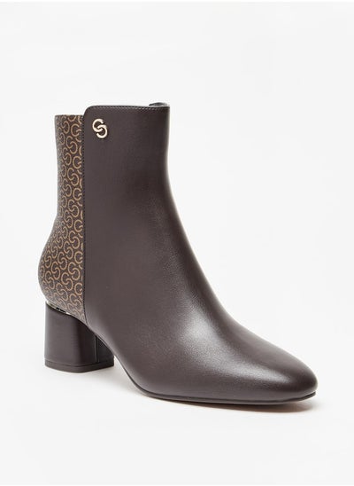 اشتري Women's Monogram Ankle Boots with Block Heels and Zip Closure في الامارات