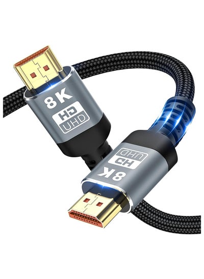 Buy 8K HDMI Cable, Slim 48Gbps High Speed HDMI Braided Cordd-4K@120Hz 144Hz 8K@60Hz,HDCP 2.2&2.3,Dynamic HDR,eARC,DTS:X,RTX 3090,Compatible with Dolby Vision TV (3 M) in Saudi Arabia