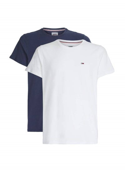 Buy Men's 2-Pack Extra Slim Fit Jersey T-Shirts, White/ Blue in Saudi Arabia