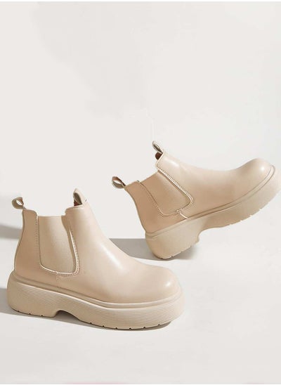 Buy Light creamy boots with side elastic in UAE