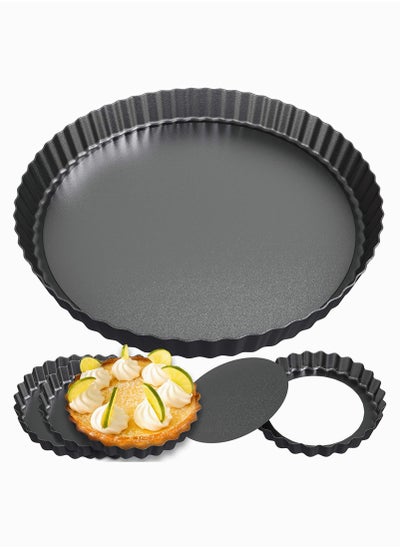 Buy Tart Pan with Removable Bottom Set of 5 Non-stick 9 Inch and 4 Inch Mini Tart Pans for Baking Pies Tarts Quiches and Pans in Saudi Arabia