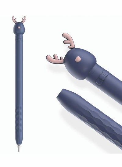 اشتري Case for Apple Pencil 1st Gen, Cute Cartoon Soft Silicone Sleeve Cover Accessories Compatible with Generation(Blue Deer) في السعودية