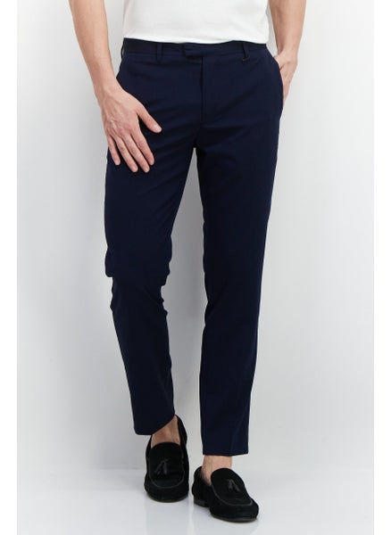 Buy Men Regular Fit Plain Chino Pants, Dark Navy in Saudi Arabia