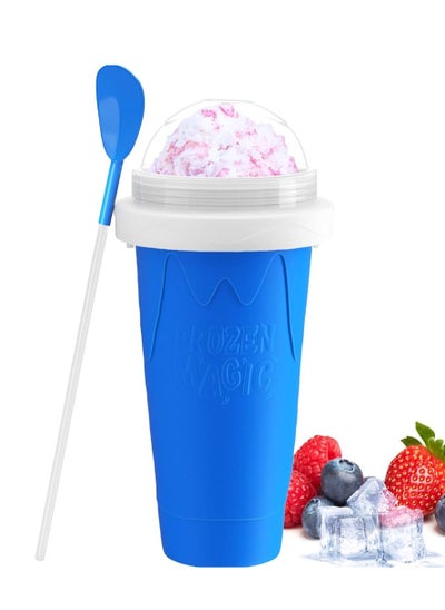 Buy Slush Cup Magic Squeezable Cup Freezing Cup Made of Silica for Making Milkshakes Slush Ice and Ice Cream Blue in Saudi Arabia