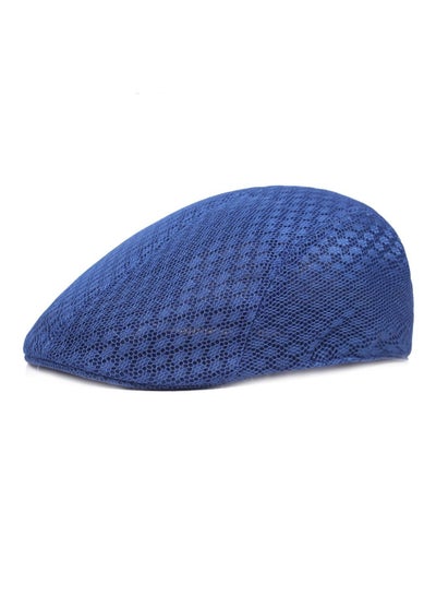 Buy Mesh Flat Cap Berets Breathable Summer Newsboy Hat Adjustable Blue in UAE