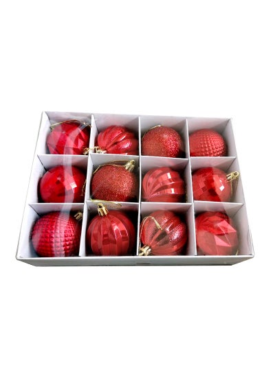 اشتري 12pc 6cm Electroplated Christmas Balls DecorRed Red في السعودية