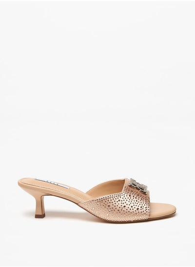 اشتري Women's Embellished Slip-On Sandals with Kitten Heels في الامارات