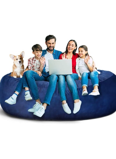 Buy COMFY CLASSIC ULTRALARGE FAMILY BED BEAN BAG WITH PILLOW & VIRGIN BEANS FILLING BLUE in UAE