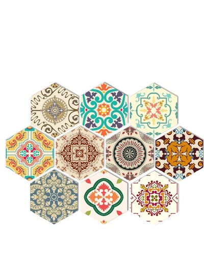 Buy Vinyl Floor Wall Tiles Sticker for Home Decor Hexagon Living Room Kitchen Bathroom Decorative Floors and Kitchens Decals Peel Stick Self- Adhesive 7.87" X 9.05" X 10 Pcs Set in UAE