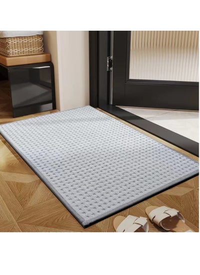 Buy 1-Piece Bathroom Absorbent Non-Slip Mat Balcony Bedroom Floor Mat Grain Fleece Grey 60x40 Centimeter in UAE