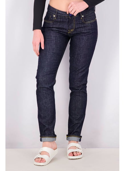 اشتري Women Regular Fit Plain Non,Stretchable Denim Jeans,Black and Blue في السعودية