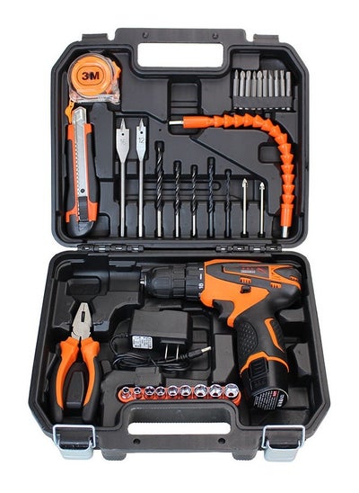 Buy 34 Piece Multifunctional Household Manual Hardware Tool Set with 12V Electric Drill Machine in UAE