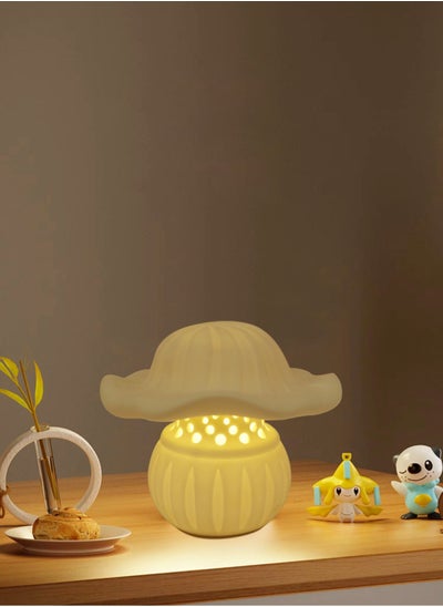 اشتري Handcrafted Ceramic Petal Mushroom Night Light - Place on Children's Bedside, Accompanying Sweet Sleep في السعودية