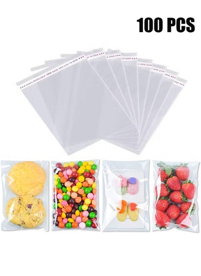 Buy Clear Self Sealing Cellophane Bags, 4x6 Inches 100 Pcs Clear Cookie Bags Resealable Cellophane Bags Self Adhesive for Packaging Cookies,Favors, Products in UAE