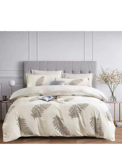 Buy Bedsheet Set with Pillow Cases, Soft and Comforter Bedding Set, Easy Care, Natural Plant Garden Pattern Printed in UAE