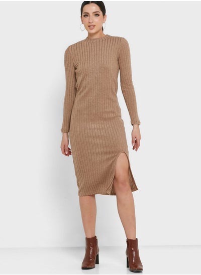 Buy Ribbed Slit Dress in UAE