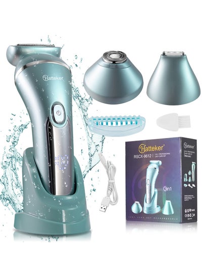 Buy Electric Epilator for Women Hair Remover for Bikini Legs Underarm Rechargeable Hair Trimmer with Detachable Heads Wet Dry Dual Use in Saudi Arabia