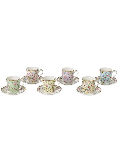 Buy Meadow Coffee Cup, Multicolour - 100ml, Set of 6 in UAE