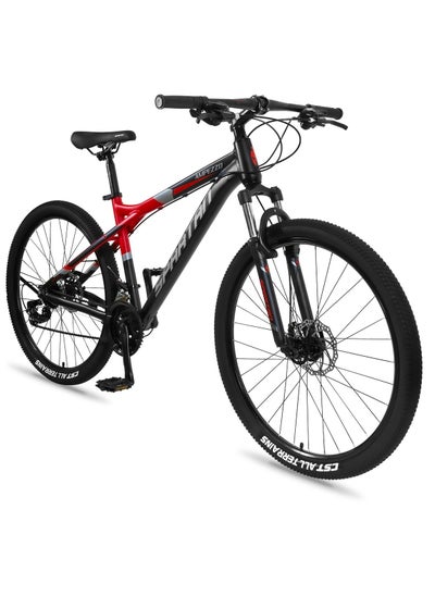 Buy Spartan Ampezzo 27.5" MTB Mountain Bike - Lightweight Aluminum Frame, Front Suspension Fork, Mechanical Disc Brakes, 21-Speed Shimano Shifters, Double Wall Alloy Rims - Red in UAE