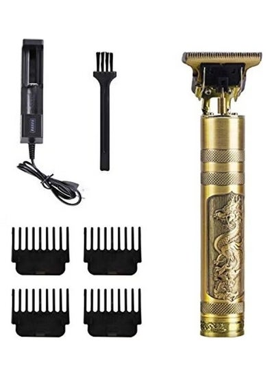 Buy Professional Rechargeable Electric Hair Trimmer Set For Men Golden/Black in UAE