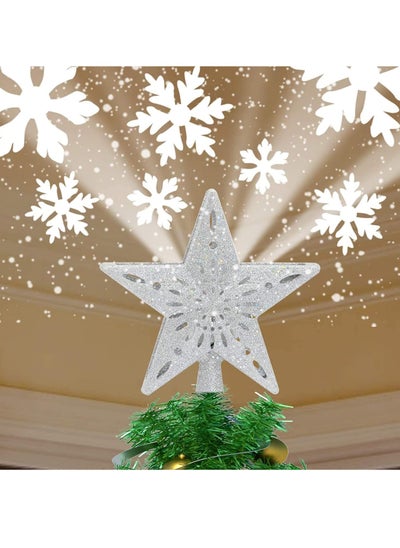 Buy LED Projection Lamp 3D Rotating Snowflake Projection Lamp Five-Pointed Star Tree Decorative Pendant Projection Lamp (Silver Star) in UAE