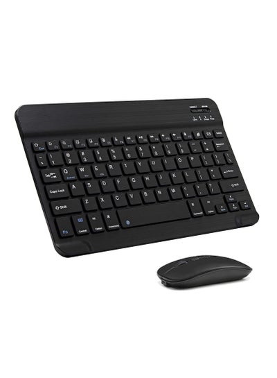 Buy Arabic and English Bluetooth Keyboard and Mouse Combo, Ultra-Slim Portable Compact Wireless Mouse Keyboard Set for IOS Android Windows Tablet Phone iPhone iPad Pro Air Mini (Black) in UAE