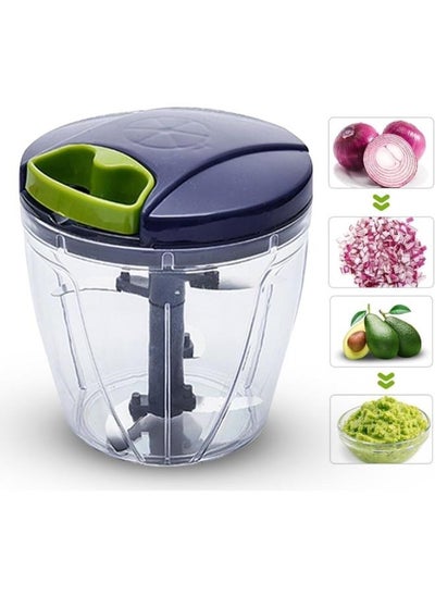 اشتري Eoptify 900 ml Manual Chopper with Storage Lid, 5 Blade Vegetable Cutter and Blender, Pull Gatling Onion and Garlic Chopper, Portable Large Hand Chopper for Easy Meal Prep. في الامارات