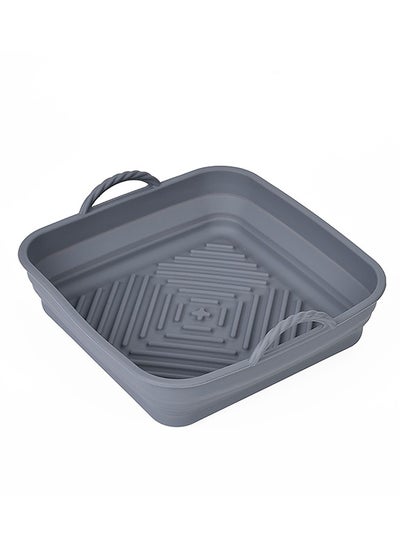 Buy 7.8-Inch Reusable Non-Stick Air Fryer Liner, Foldable and Easy to Clean, Odorless Food-Grade Silicone Baking Tray - Grey in Saudi Arabia